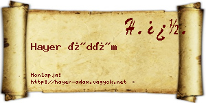 Hayer Ádám névjegykártya